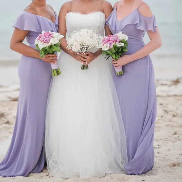 Dessy Lilac Bare Shoulder Maxi Dress