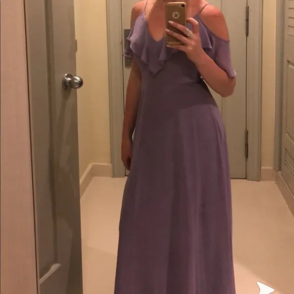 Dessy Lilac Bare Shoulder Maxi Dress
