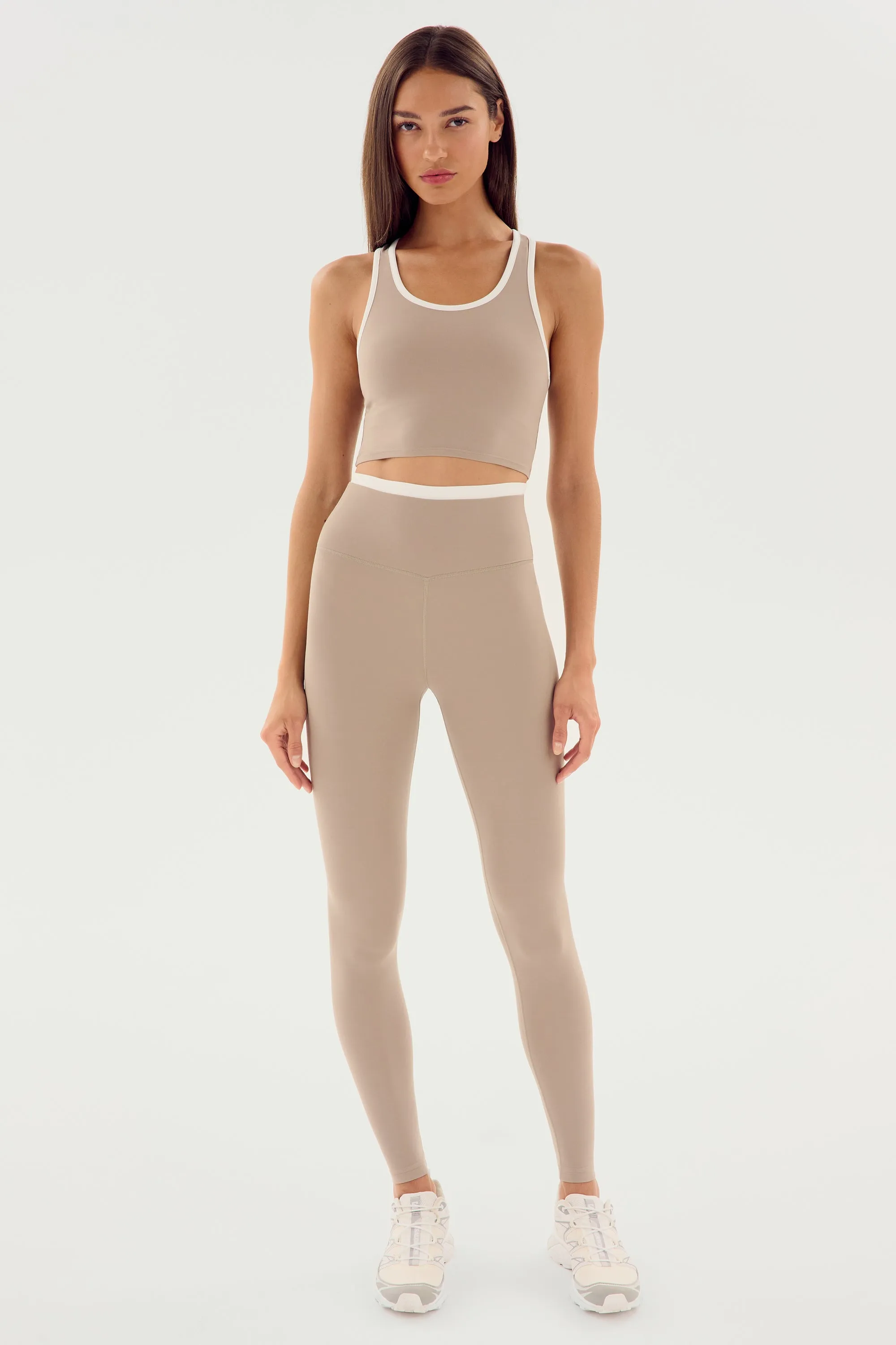 Dual High Waist Airweight 7/8 - Latte/White