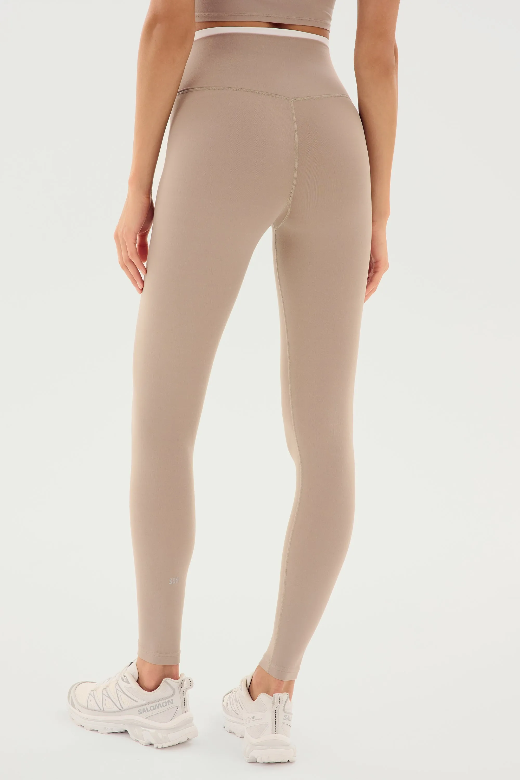 Dual High Waist Airweight 7/8 - Latte/White