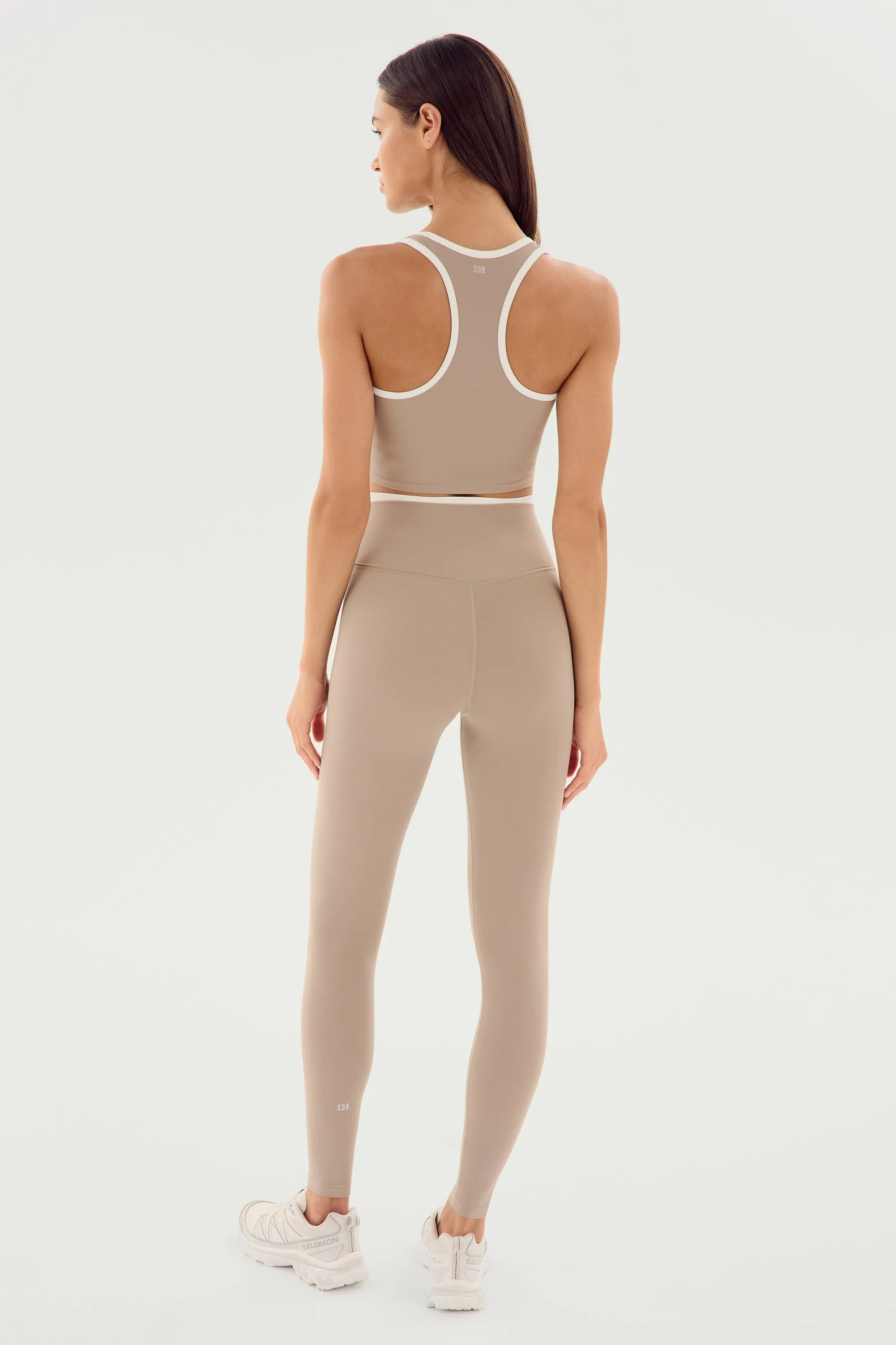 Dual High Waist Airweight 7/8 - Latte/White