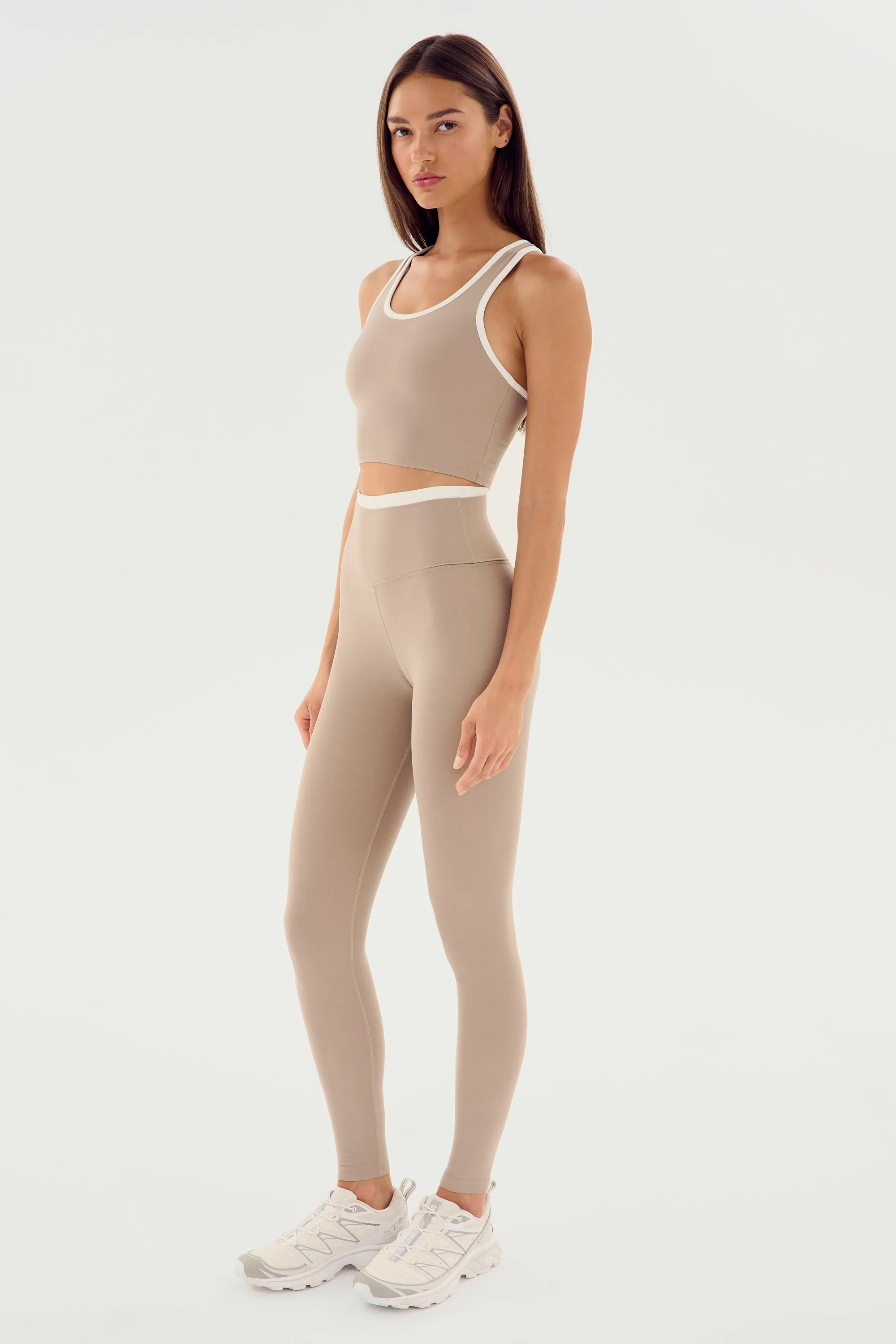 Dual High Waist Airweight 7/8 - Latte/White