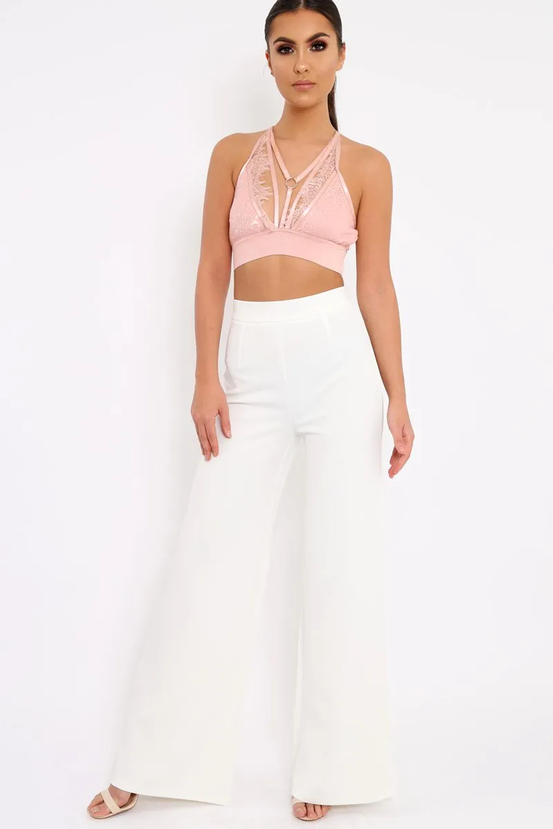 Dusty Pink Lace Harness Bralet - Saskia