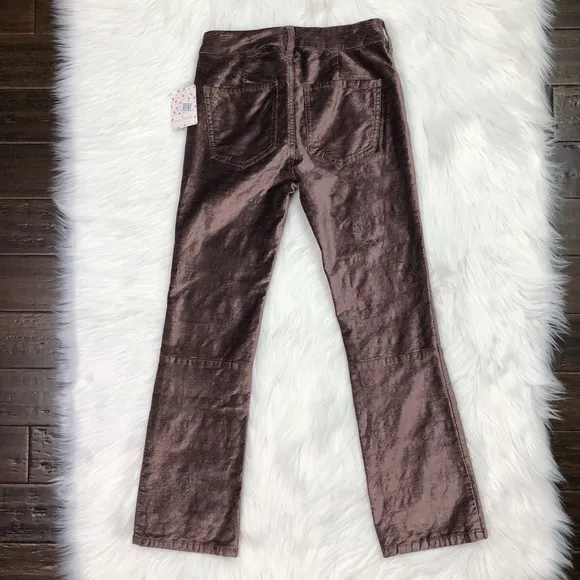 Free People Velvet Crop Flare Jeans High Waist 24