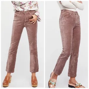 Free People Velvet Crop Flare Jeans High Waist 24