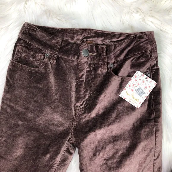 Free People Velvet Crop Flare Jeans High Waist 24