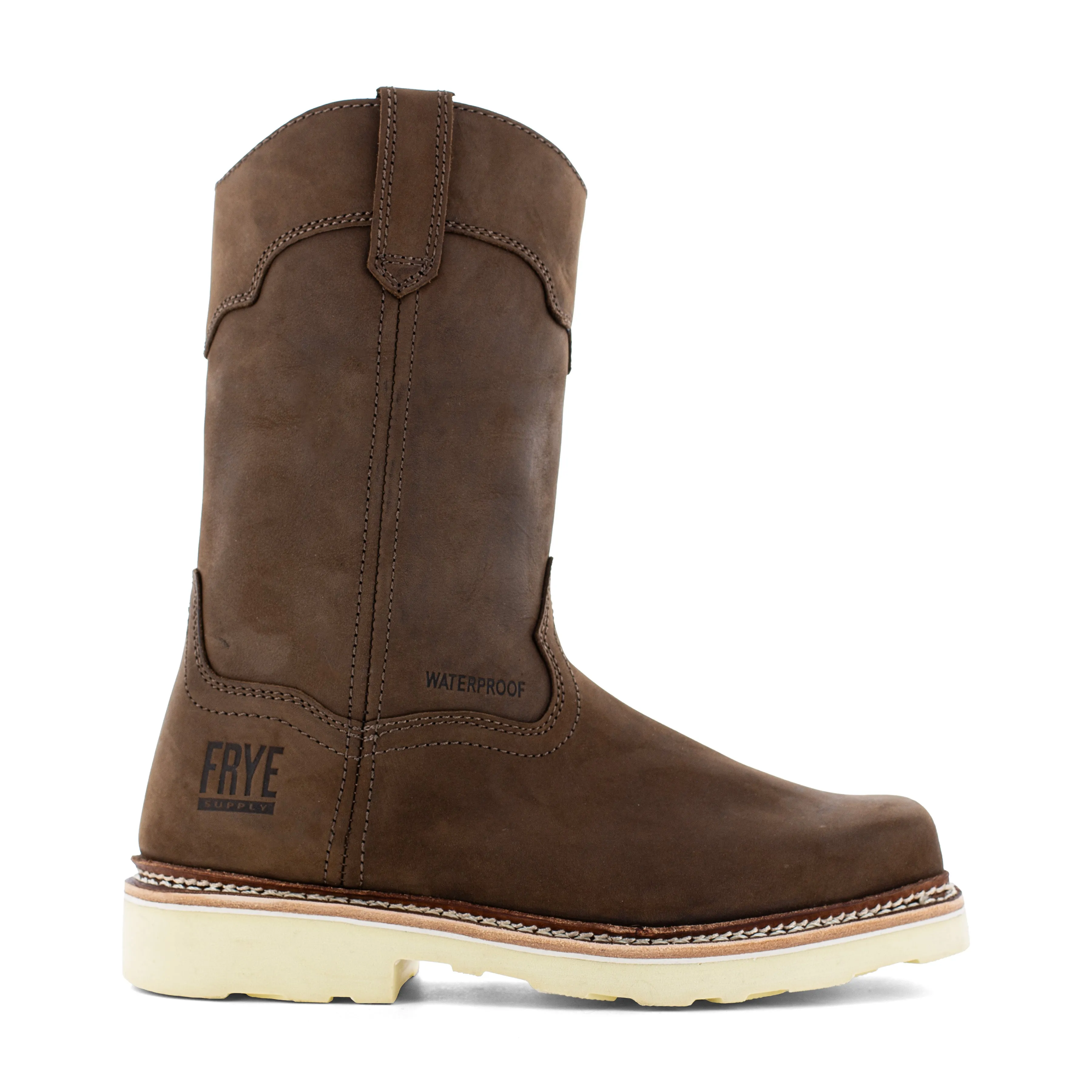 Frye Supply Men's Crafted 10" Steel Toe Waterproof Wellington Work Boot - Brown - FR40304