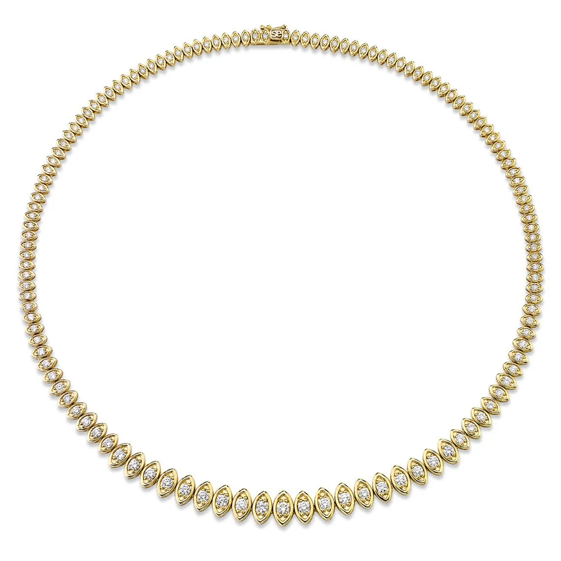 Gold & Diamond Marquise Eye Graduated Eternity Necklace