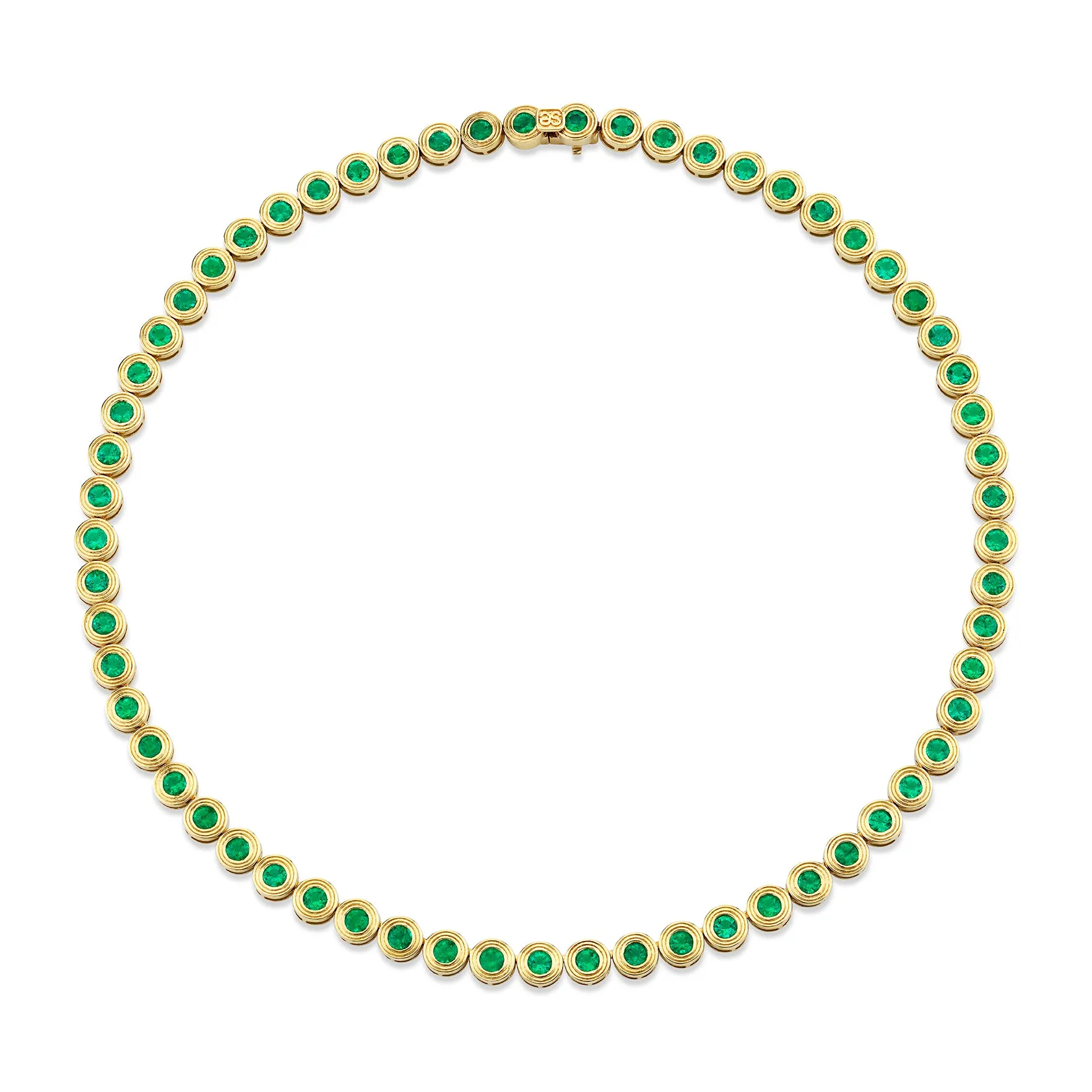 Gold & Emerald Large Fluted Eternity Necklace