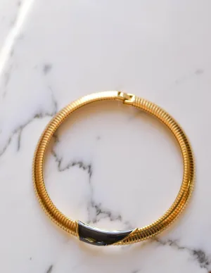 Gold and Black Collar Necklace by Monet