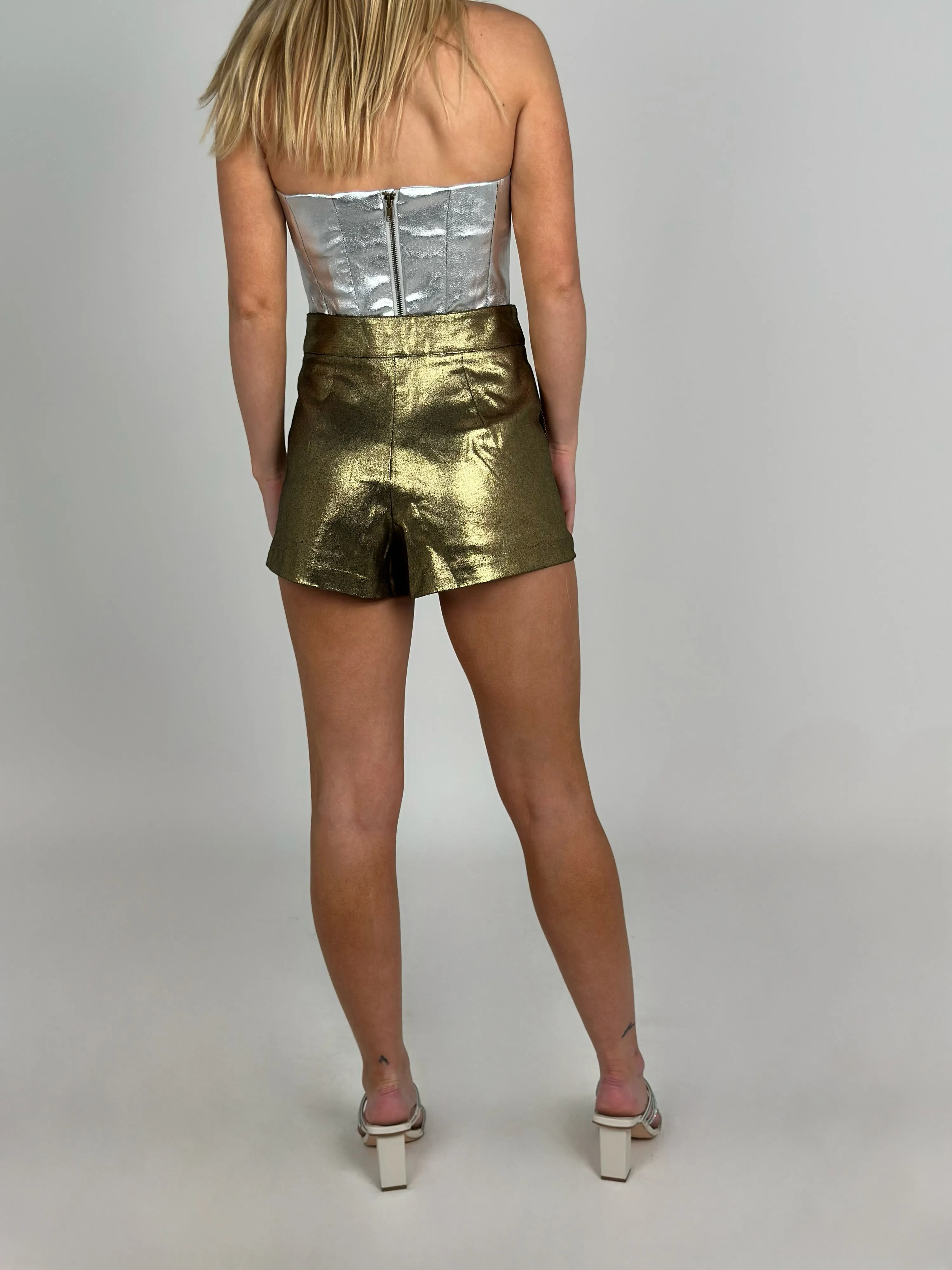 Gold High Waist Shorts