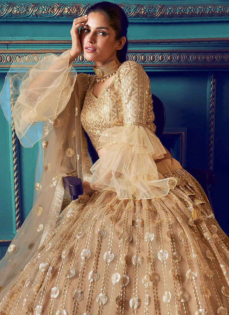 Golden Beige Indo Western Lehenga Choli