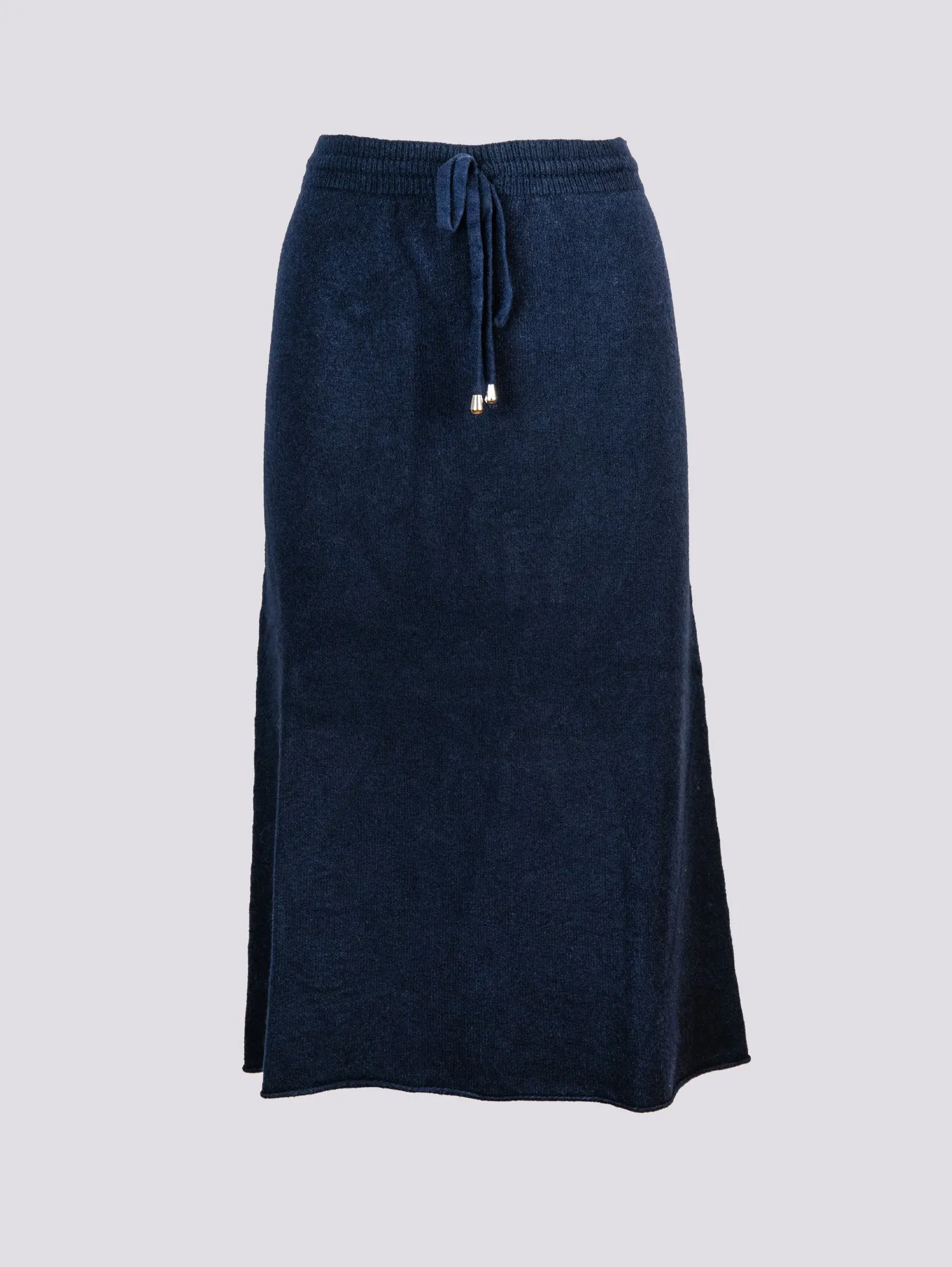 GONNA MIDI IN MAGLIA CON ELASTICO E COULISSE BLU