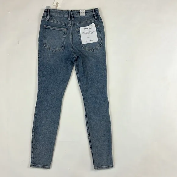 Good American Good Legs Destroyed Skinny Leg Ankle Cropped Designer Jeans