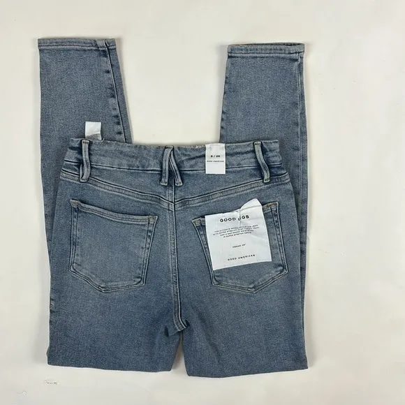 Good American Good Legs Destroyed Skinny Leg Ankle Cropped Designer Jeans
