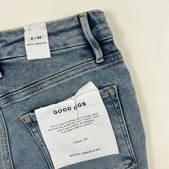 Good American Good Legs Destroyed Skinny Leg Ankle Cropped Designer Jeans