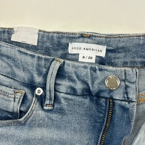 Good American Good Legs Destroyed Skinny Leg Ankle Cropped Designer Jeans