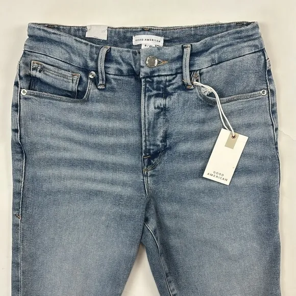 Good American Good Legs Destroyed Skinny Leg Ankle Cropped Designer Jeans