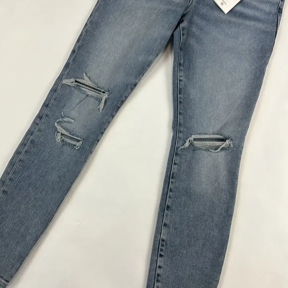 Good American Good Legs Destroyed Skinny Leg Ankle Cropped Designer Jeans
