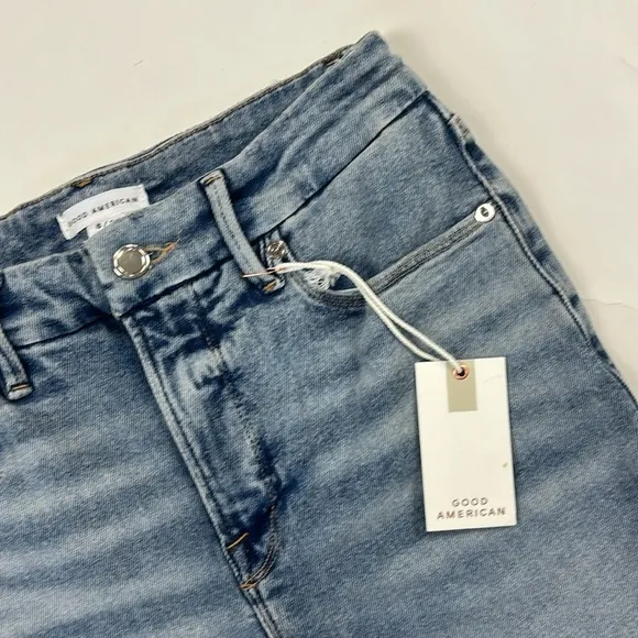 Good American Good Legs Destroyed Skinny Leg Ankle Cropped Designer Jeans