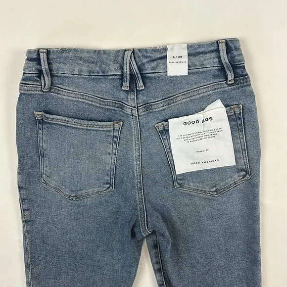Good American Good Legs Destroyed Skinny Leg Ankle Cropped Designer Jeans