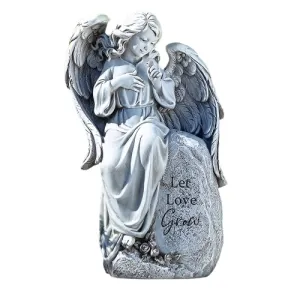 Gray 'Let Love Grow' Seated Angel Statue 12"