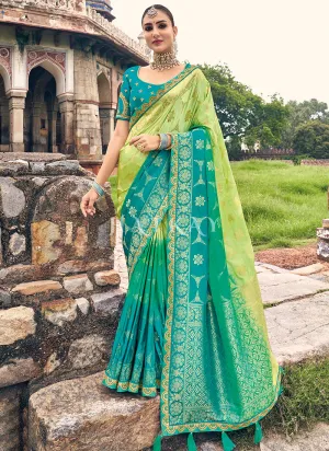 Green And Lime Designer Wedding Saree