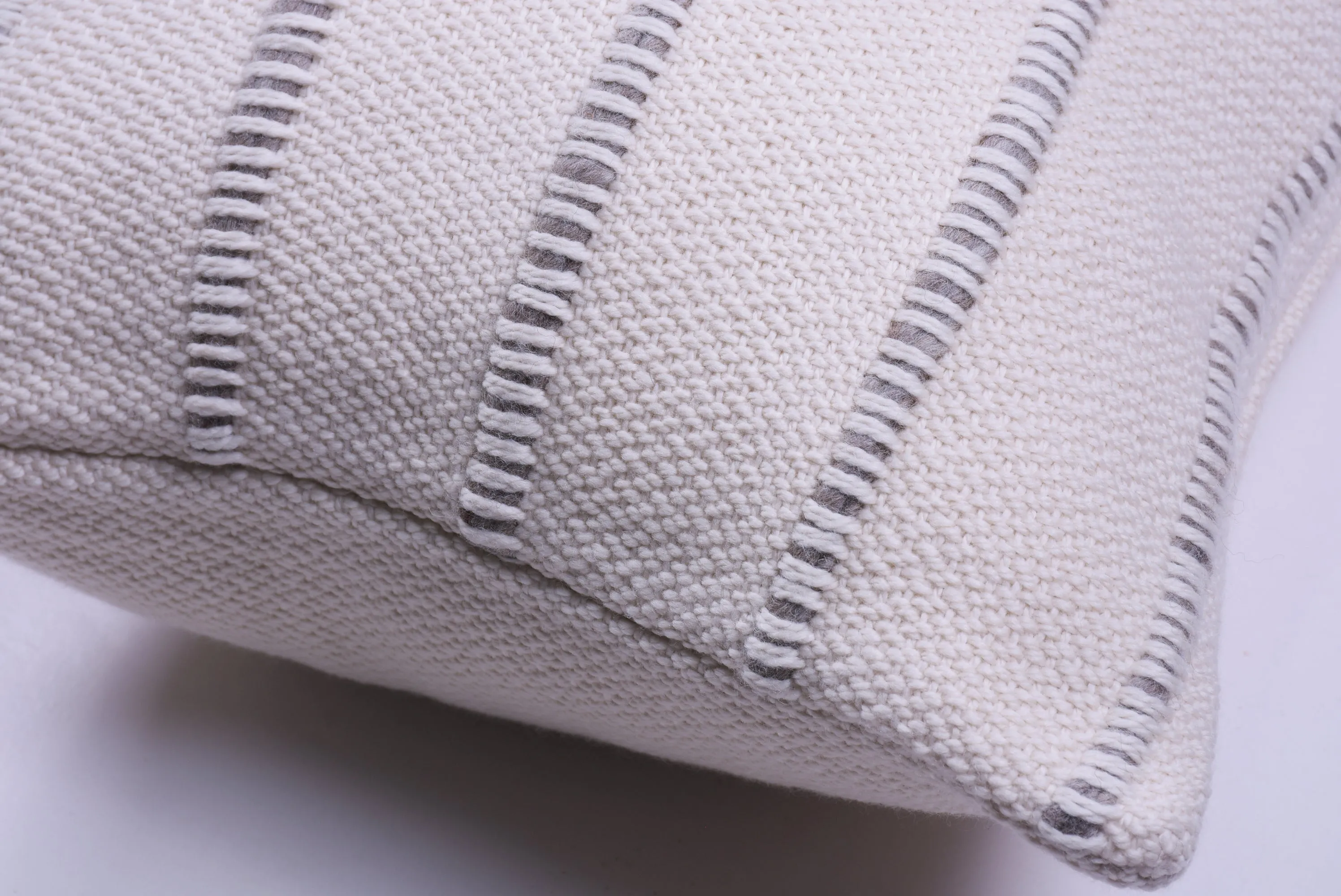 Grey Multi Striped Lumbar Pillow