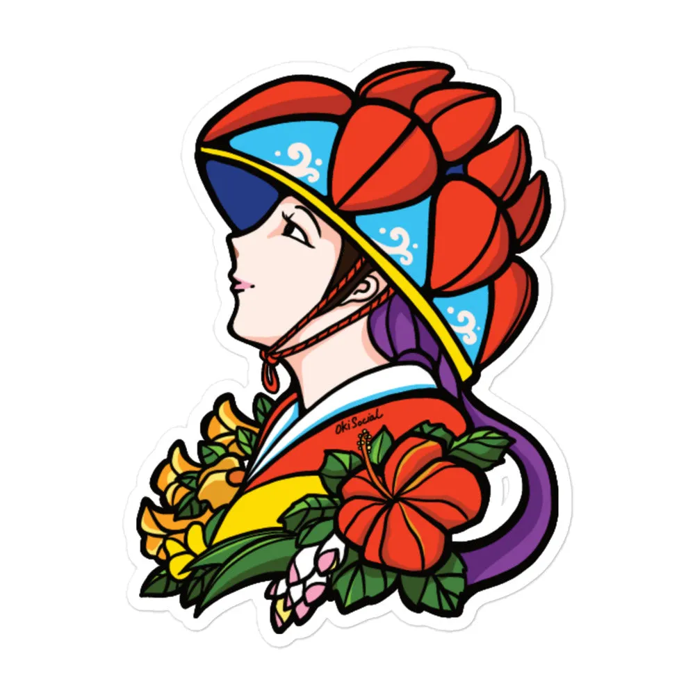 Hanagasa Girl Waterproof Sticker
