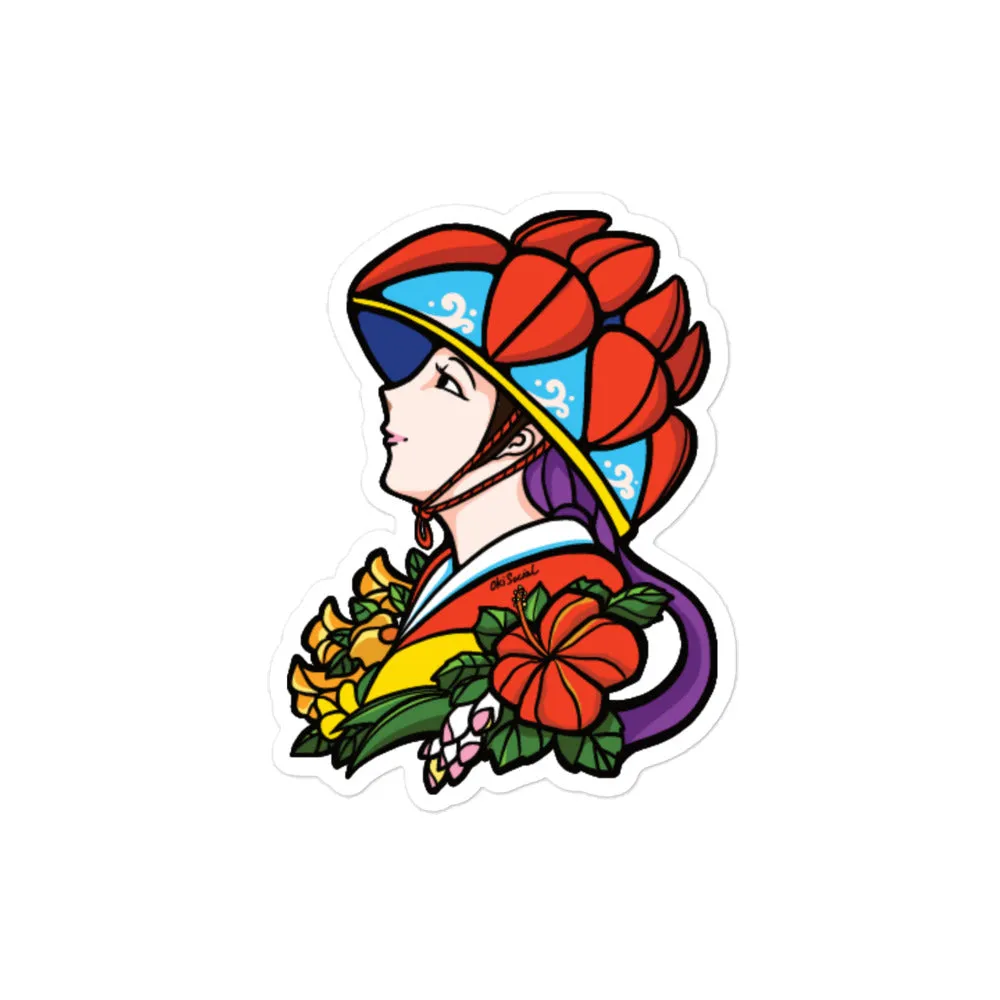 Hanagasa Girl Waterproof Sticker