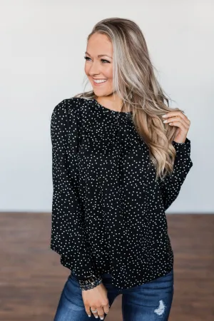 Head Over Heels Polka Dot Blouse- Black