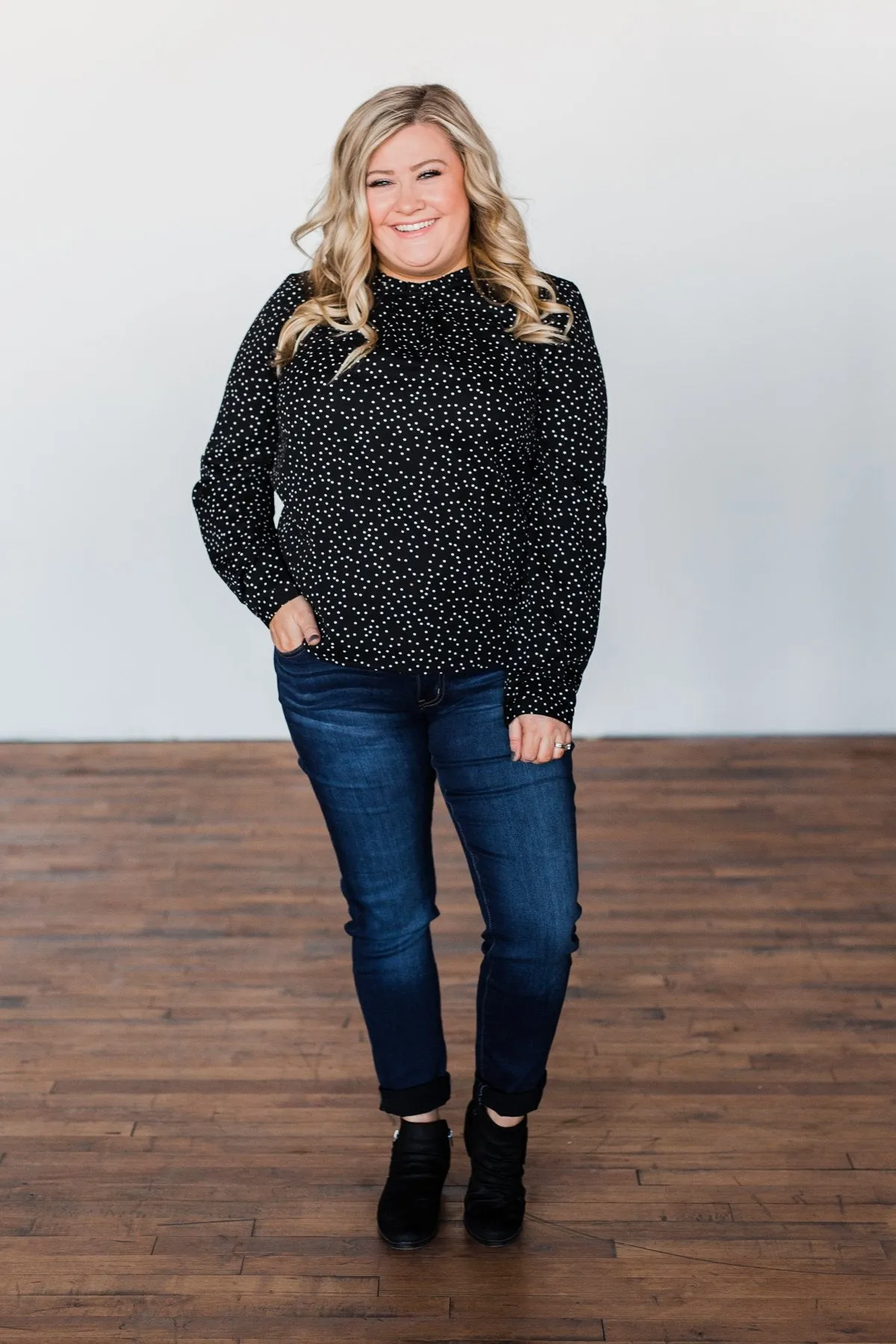 Head Over Heels Polka Dot Blouse- Black