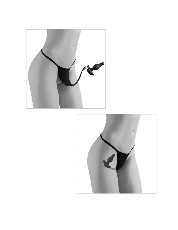 Hookup Panties Remote Bow-Tie Bikini - Black - XL - Xxl