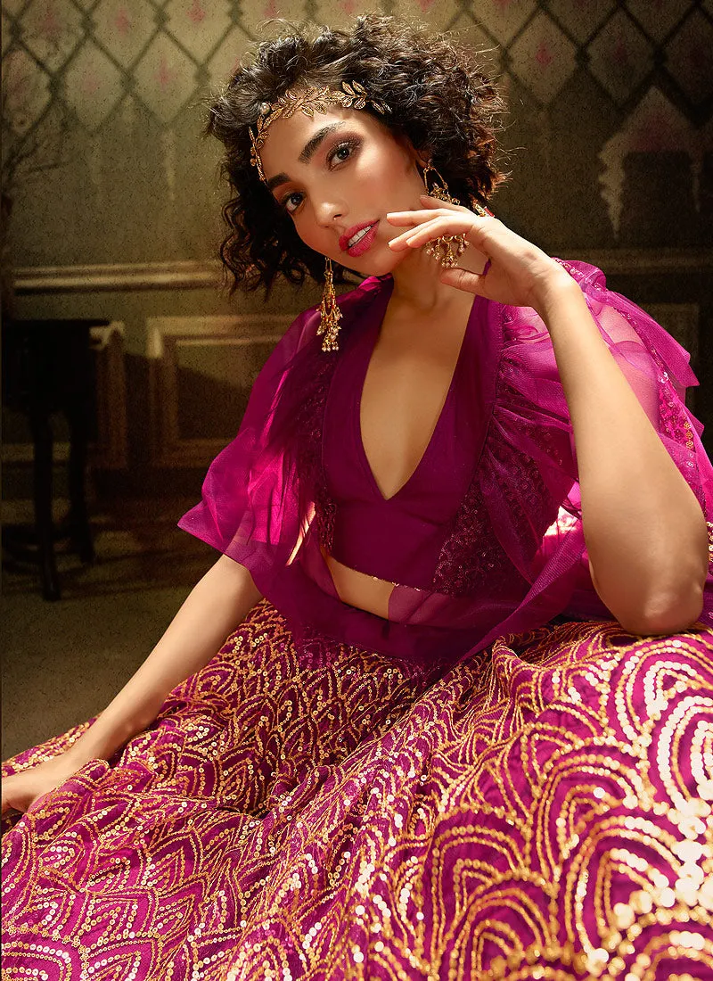 Hot Pink Sequence Embroidered Lehenga Choli