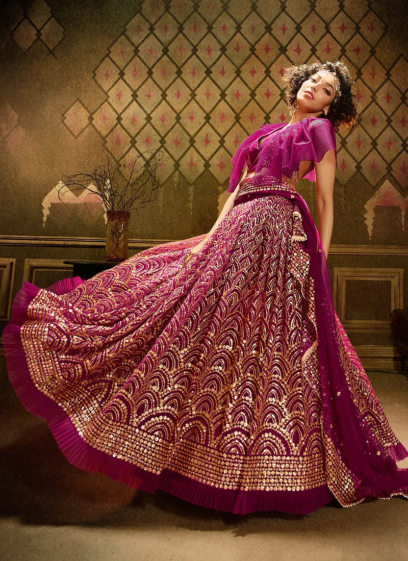 Hot Pink Sequence Embroidered Lehenga Choli