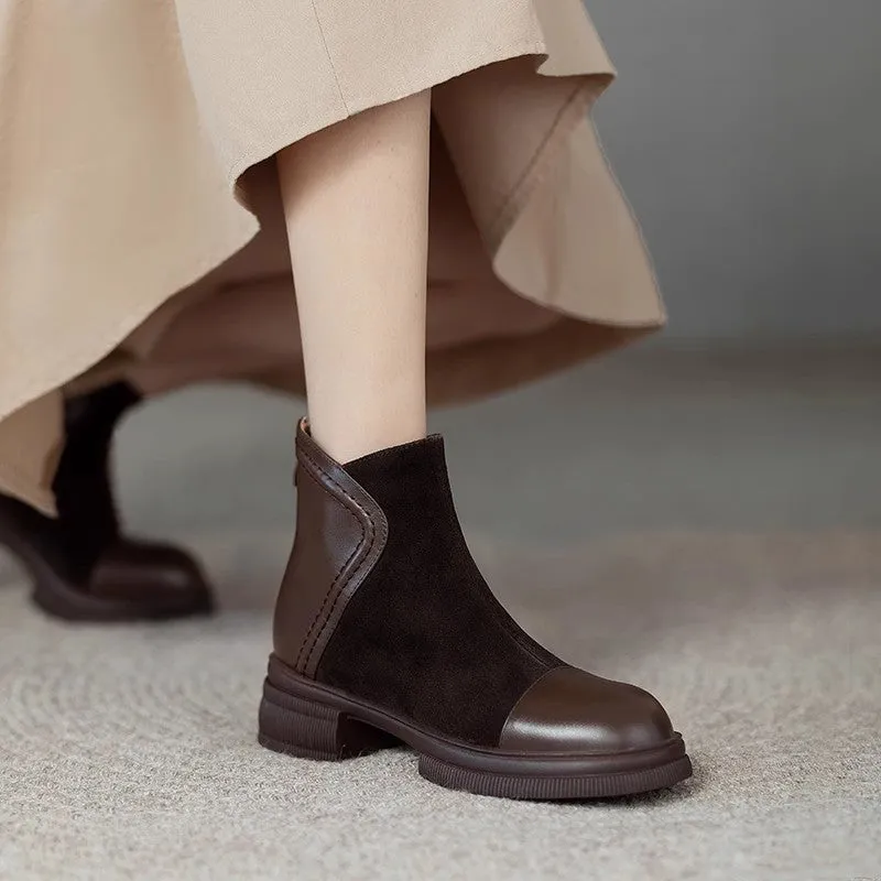 INSTOCK-Retro short boots for women with thick heels