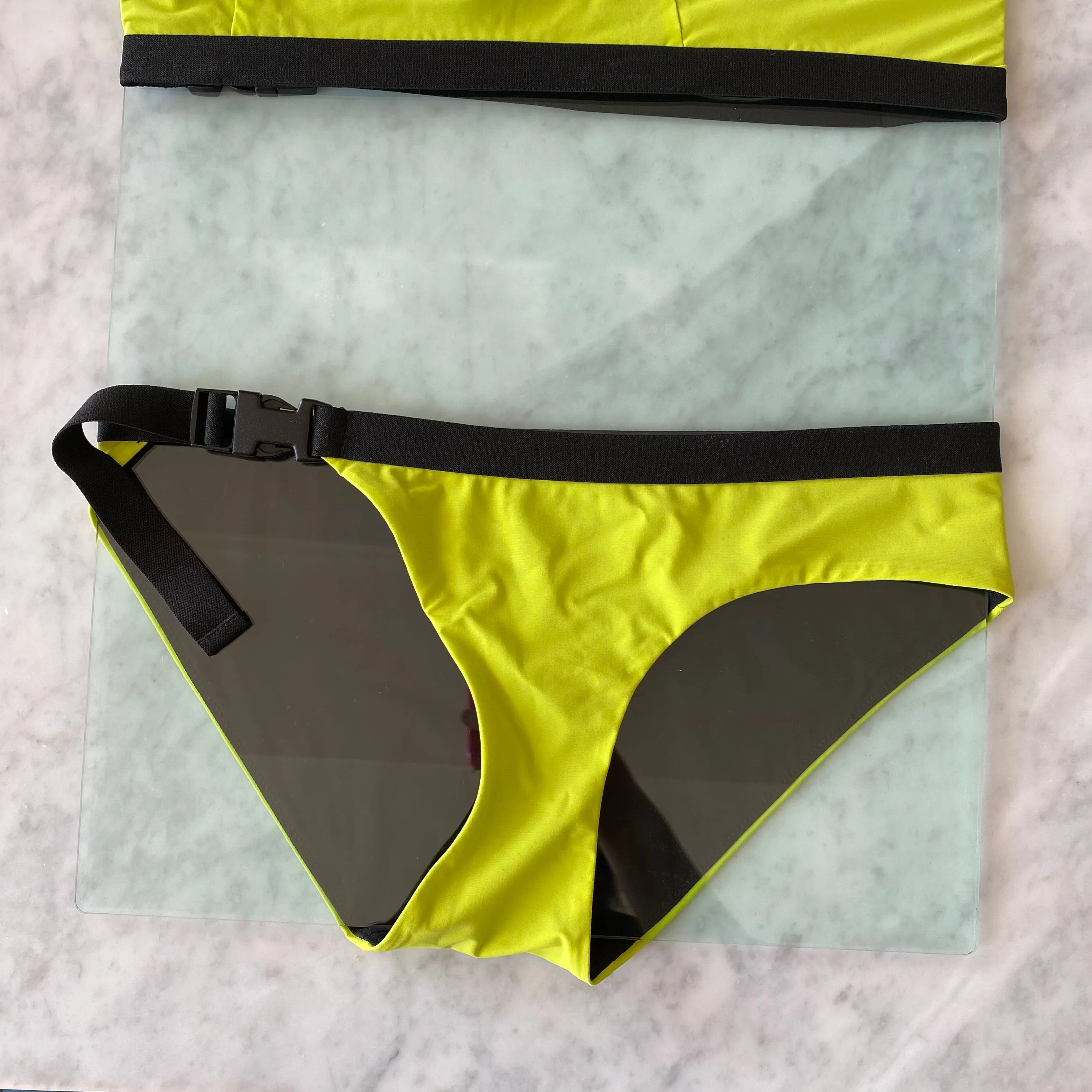 Jean Yu: Low Rise Bikini Bottom - Chartreuse