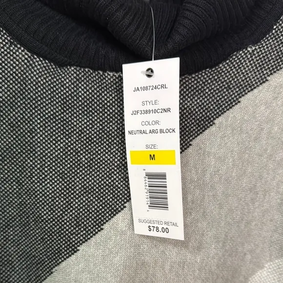 Joseph A Black and Gray Cowl Turtleneck Sweater