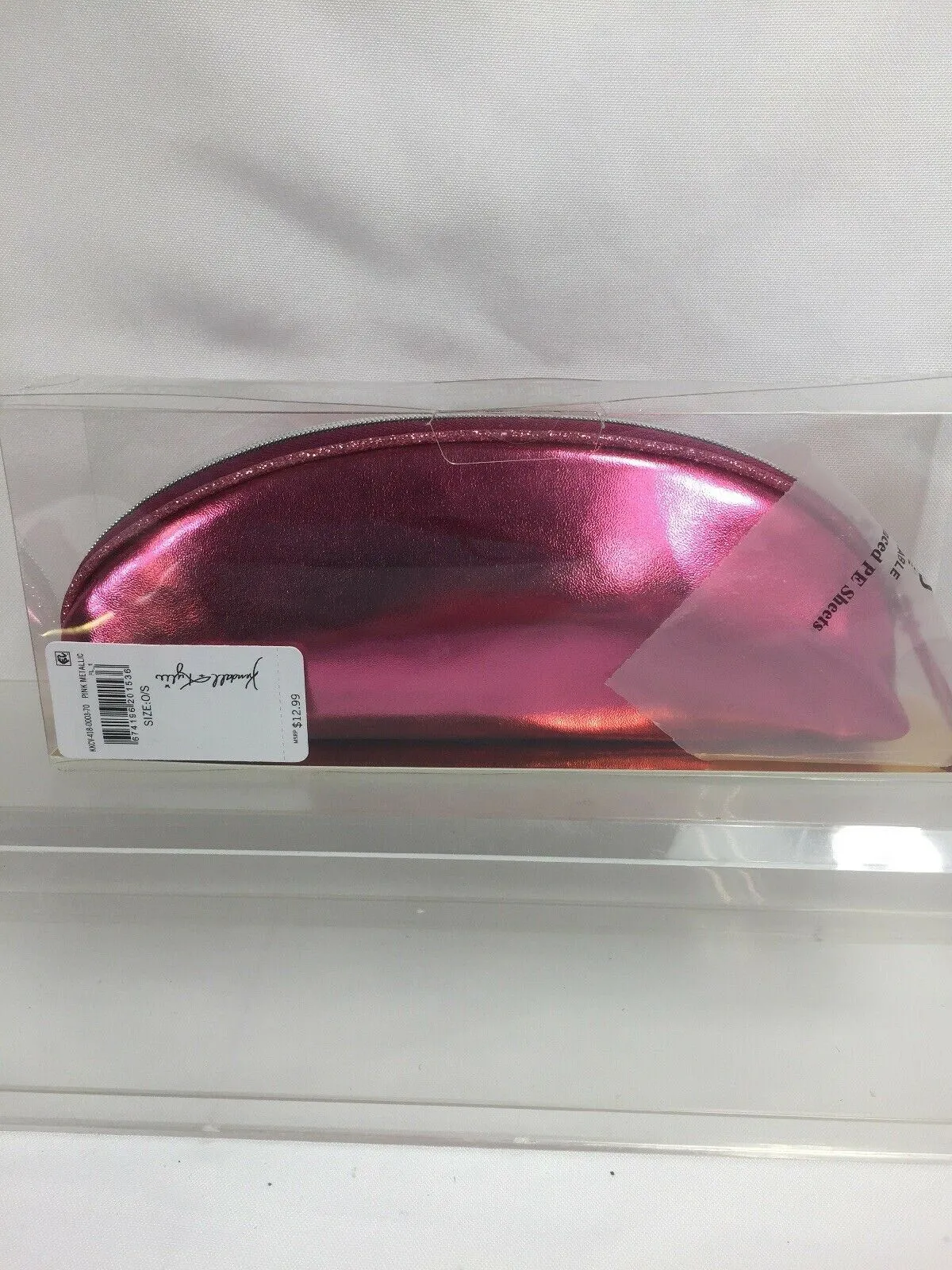Kendall   Kylie Makeup & Brush Bag Zipper Pink Gltter Metallic Trim