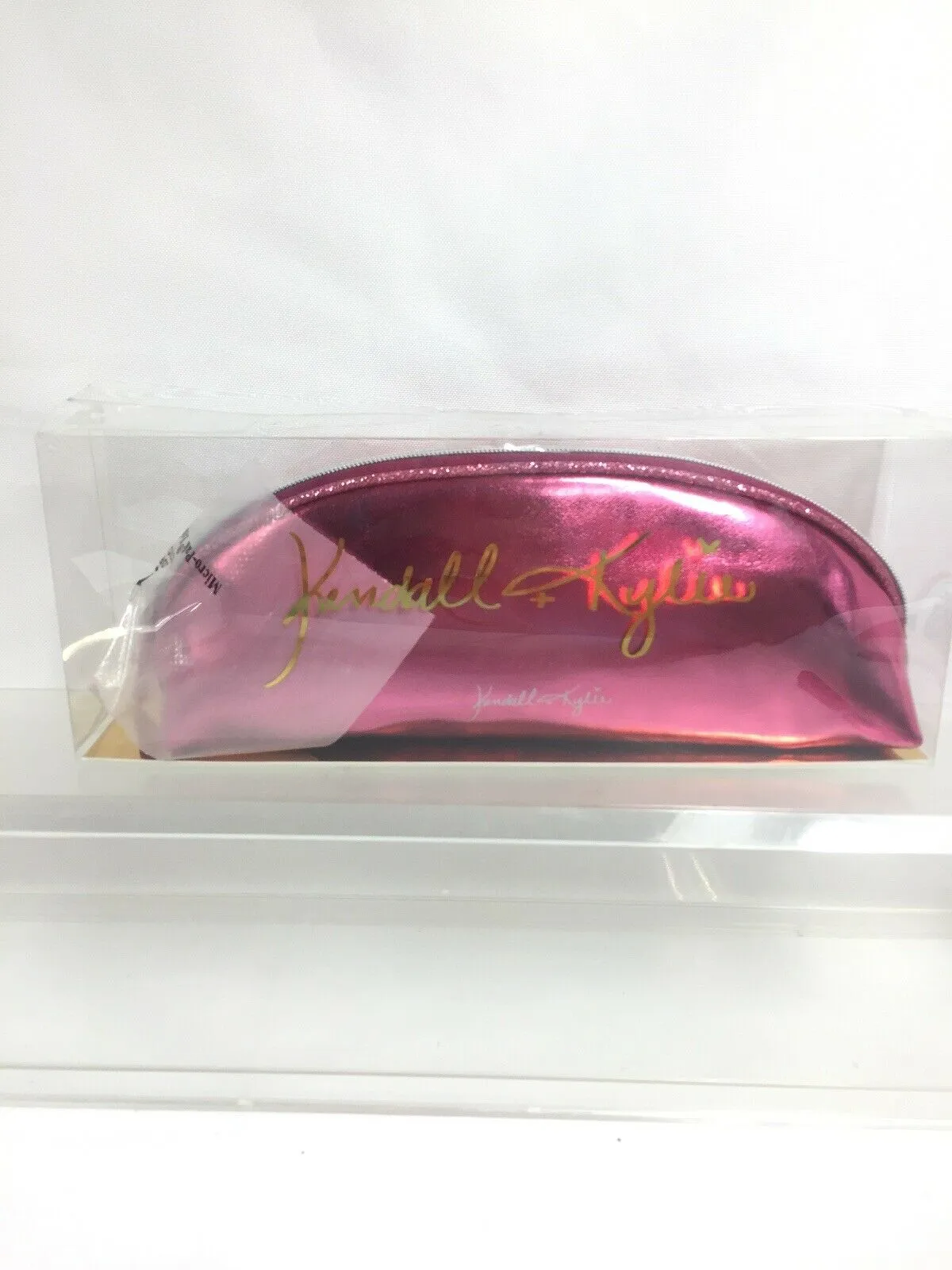 Kendall   Kylie Makeup & Brush Bag Zipper Pink Gltter Metallic Trim
