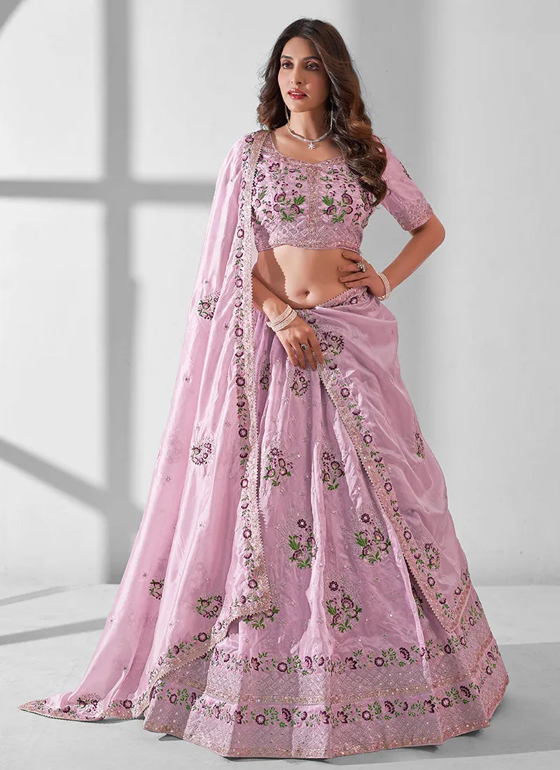 Light Purple Multi Embroidery Designer Lehenga Choli With Dupatta