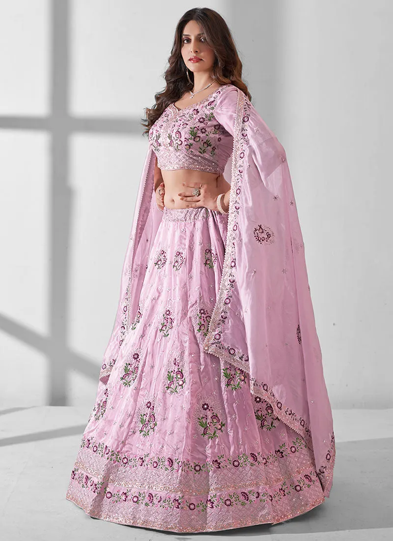 Light Purple Multi Embroidery Designer Lehenga Choli With Dupatta