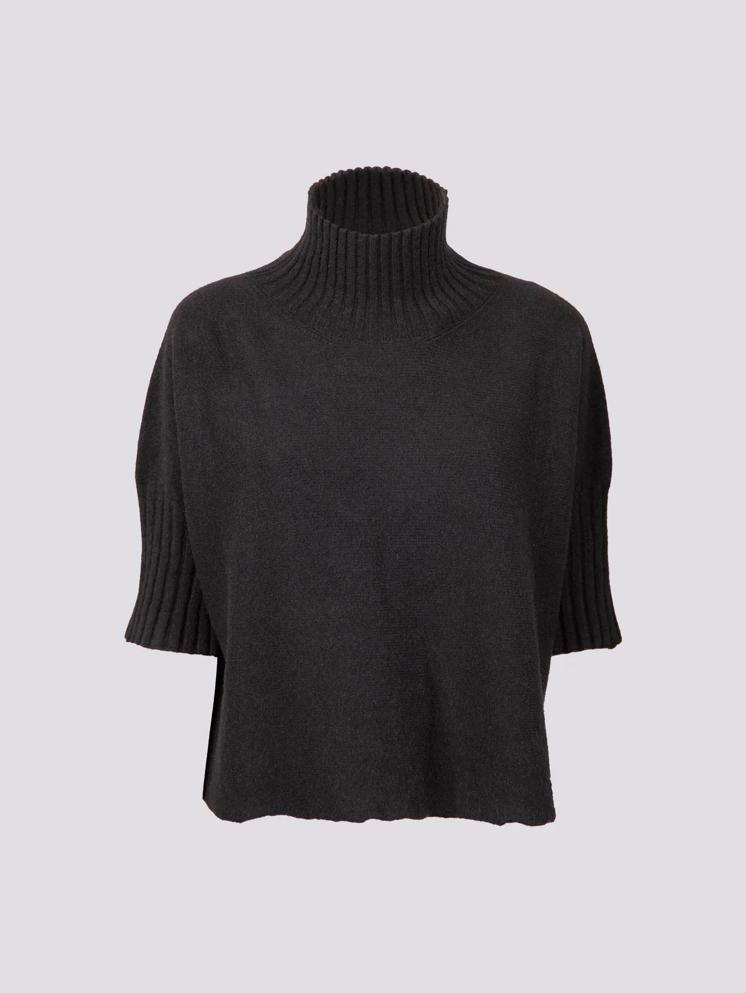 LUPETTO IN MAGLIA OVER CON MAINICA TRE QUARTI NERO