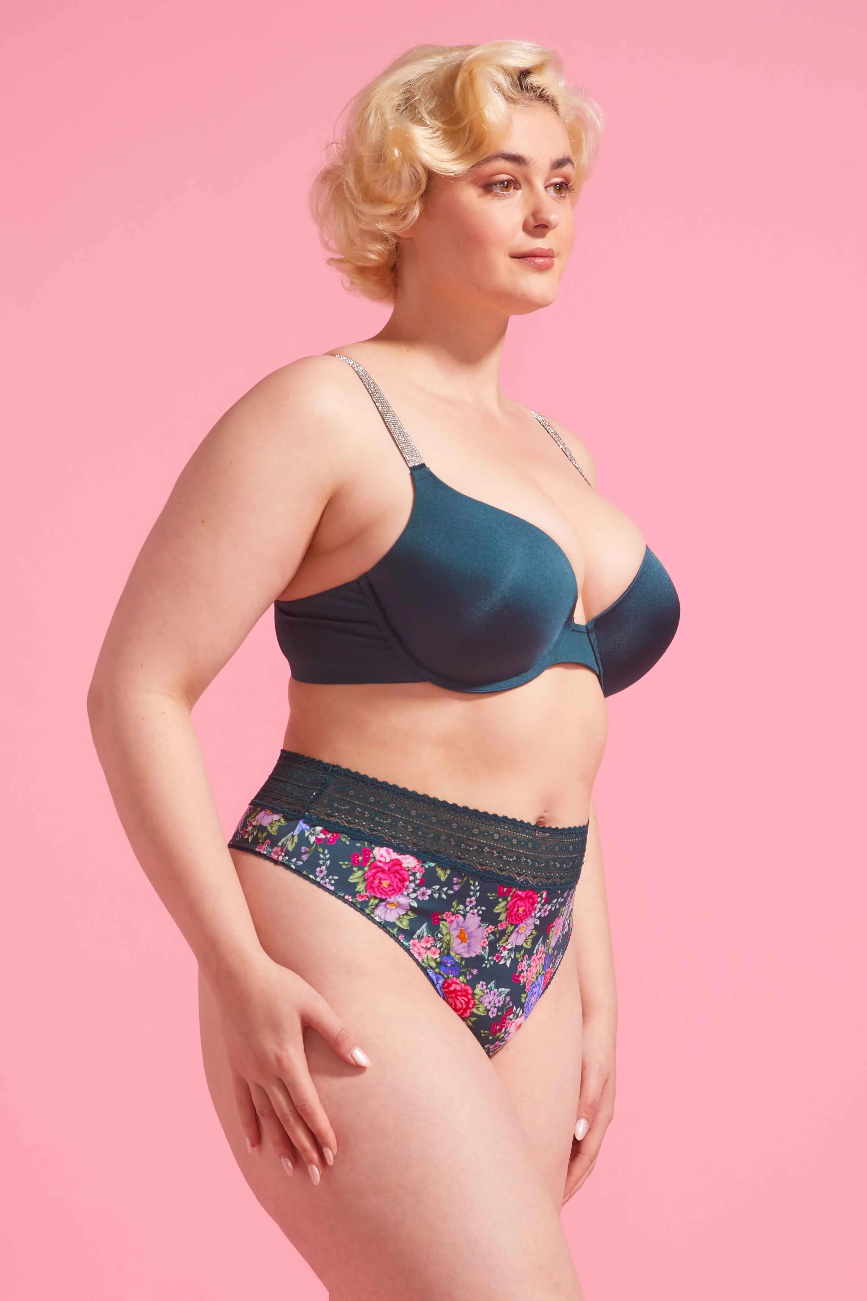 Luxe Microfibre High Waist G-string Emerald Floral