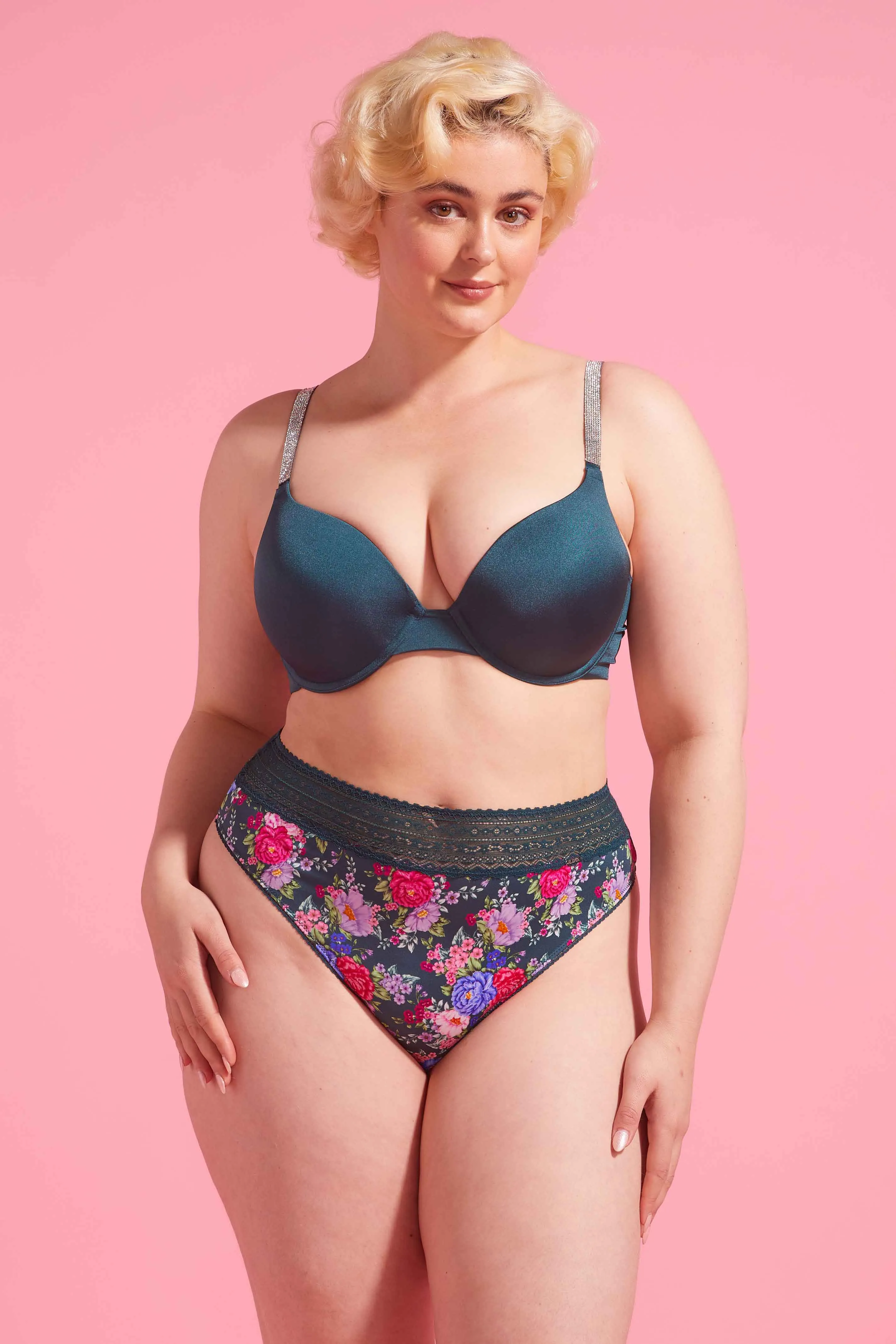 Luxe Microfibre High Waist G-string Emerald Floral