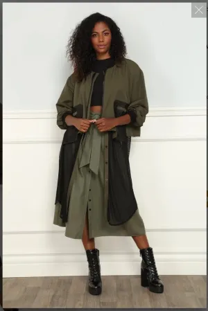 Luxe Moda LM-153 Multi media Olive/Black Jacket mixed with Mesh fabric