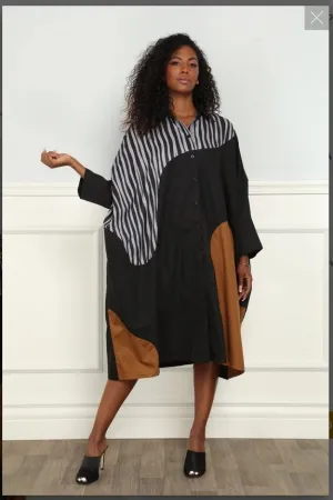 Luxe Moda LM-160   Mix media oversize Brown/Black Jacket