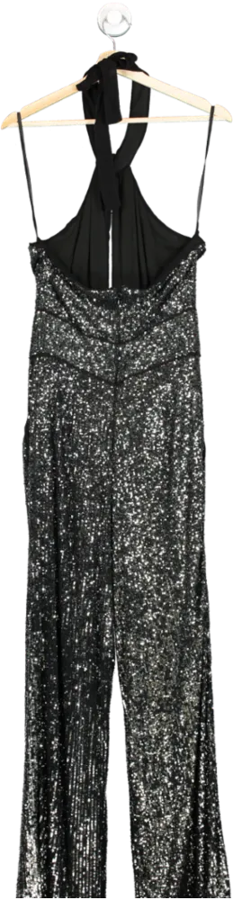 Maeve Black Sequin Halter Jumpsuit UK 14