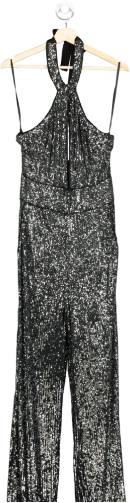 Maeve Black Sequin Halter Jumpsuit UK 14