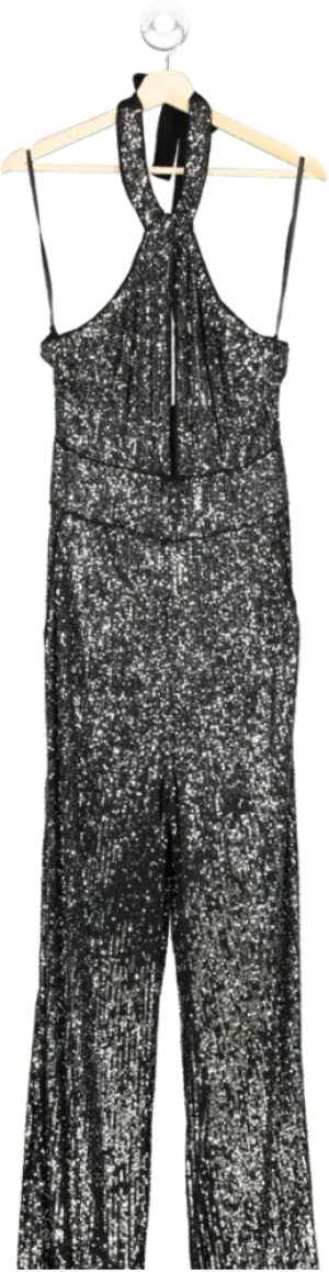 Maeve Black Sequin Halter Jumpsuit UK 14